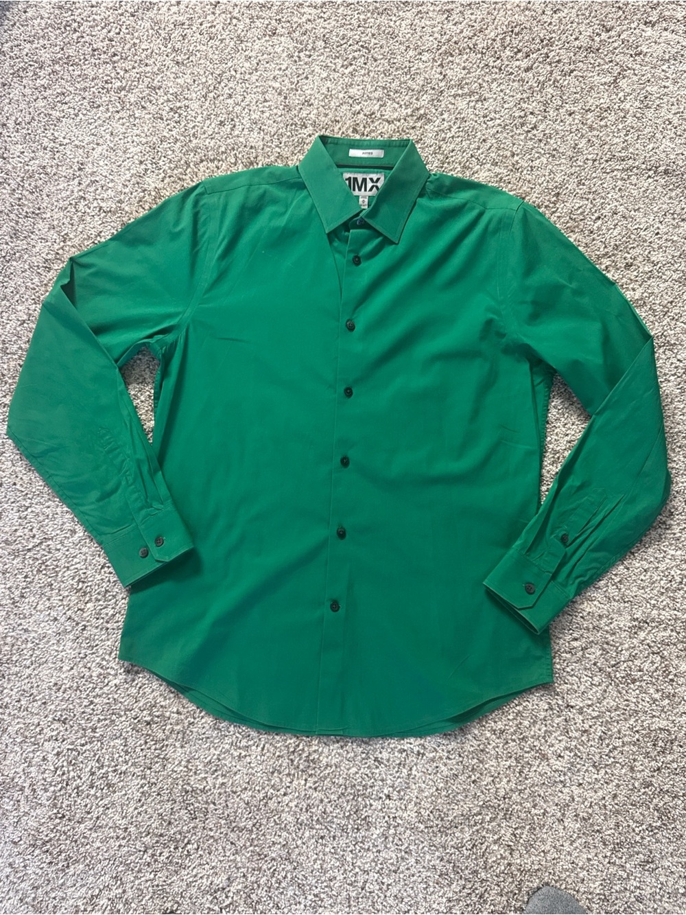 Express Men's Emerald Green Button-Front Dress Shirt